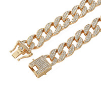 Hip Hop glacé pavé strass 15MM plein Miami gourmette chaîne cubaine CZ Bling rappeur colliers pour hommes bijou pour hommes bijoux