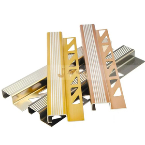 C122 Free Sample 304 Stainless Steel Anti-slip Stair Nosing Profiles <b>Edging</b> Protection <b>Metal</b> Rose Gold Brushed Trim <b>Strip</b> - Product Image 3