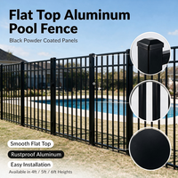 Offre Spéciale : Panneaux de clôture de piscine en aluminium noir thermolaqué à sommet plat de 4, 5 et 6 pieds, Clôture ornementale en aluminium à piquets, Fourniture directe usine