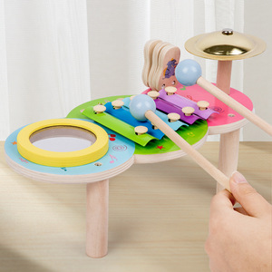 Hot Style Montessori Xylophone Bois Instruments de <span class=keywords><strong>Musique</strong></span> Tambour Jouet pour 0-4 Ans Enfants pour Tout-Petits Garçons et Filles - Product Image 4