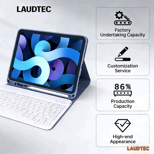 Wholesale OEM/ODM/Private Label New SCISSOR Magnetic USB-C Waterproof Keyboard Case for iPad Detachable Leather Folio-Style