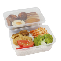 Boîte alimentaire jetable en PP pour plats à emporter, boîte à lunch, emballage micro-ondable, plastique rectangulaire avec couvercle, recyclable, pour nouilles et salades