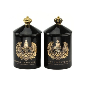 Custom Luxury Gold Logo Black Ceramic Jar Soy Wax <strong>Candle</strong> Cafe Coffee Cinnamon <strong>Patchouli</strong> Scented <strong>Candles</strong> - Product Image 1