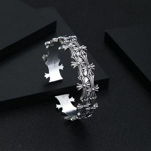 Bracelet large unisexe tendance style punk <span class=keywords><strong>à</strong></span> double croix, motif géométrique, bijoux bouddhistes principalement en laiton, idéal pour offrir - Product Image 2