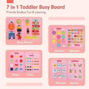 7 en 1 Montessori Occupé Livre pour Enfants Unisexe Jouets Éducatifs Feutre Apprentissage Conseil Cartes En Bois Calme Lecture Activité Sac De Rangement - Product Image 6