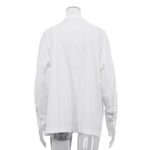 Chemisiers et Blouses Décontractées Chic en Coton Blanc à Col Montant et Manches Longues Coupe Oversize pour Femmes – Collection Été 2026 – Tendances Élégantes - Product Image 5