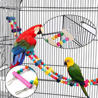 Hamac interactif moderne de luxe en bois pour oiseaux, jouet à mâcher suspendu, échelle d'escalade pour cage à oiseaux, coloré