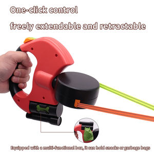 สายจูงสุนัขแบบยืดหดได้ ป้องกันการพันกันสองชั้น สะท้อนแสง ทำจากไนลอนริบบิ้นเนื้อแน่น หมุนได้ 360 องศา พร้อมไฟฉาย สำหรับสุนัขสองตัว เหมาะสำหรับการเดินเล่นกลางแจ้ง - Product Image 2