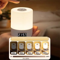 Lampu Meja Sentuh LED Lampu Meja Dapat Diredupkan Dapat Diisi Ulang USB dengan Jam Kalender Lampu Malam Samping Tempat Tidur Dekorasi Lampu Tidur Membaca