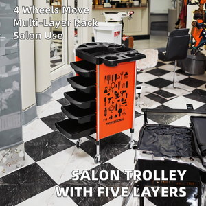Chariot de Salon de Beauté Moderne pour Hôtel, Chariot de Coiffure pour Permanente et Coloration, Meuble de Salon Commercial à Cinq Niveaux en Plastique avec 4 Roues - Product Image 2