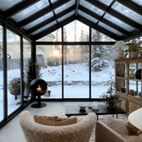 Véranda en aluminium pour villa, parc, jardin, avec double vitrage trempé, toit arqué incurvé écologique, utilisation quatre saisons, maison moderne
