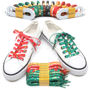 Cordones Planos Personalizados al por Mayor para Navidad, de Poliéster de 8mm con Patrón de Muñeco de Nieve, Árbol y Reno, para Reemplazo de Cordones de <span class=keywords><strong>Zapatillas</strong></span> Festivas - Product Image 3