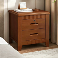 Table de chevet moderne en bois massif de style chinois, couleur crème, avec serrure, armoire de rangement facile à installer pour chambre à coucher en appartement locatif