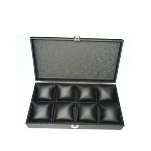 Black lockable Pu leather lining wooden case watch packaging box