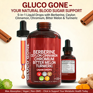 Gluco Gone Liquid Drops - Suplemen Berberine, Kayu Manis & Kromium All-in-One untuk Kadar Glukosa yang Sehat, Ideal untuk Dewasa - Product Image 1