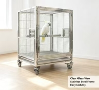 Grande cage à oiseaux de luxe en acier inoxydable, style carré, avec mangeoire à tige de broyage, respirante, pour l'élevage de perroquets, solide, en boîte, à ouverture par le haut