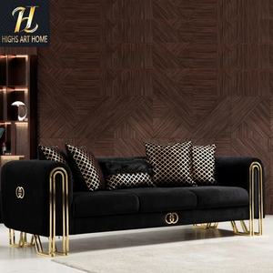 Sofà di lusso italiano di design in tessuto nero di lusso moderno divano in velluto set <span class=keywords><strong>mobili</strong></span> per Villa Groggery grande <span class=keywords><strong>bungalow</strong></span> - Product Image 4