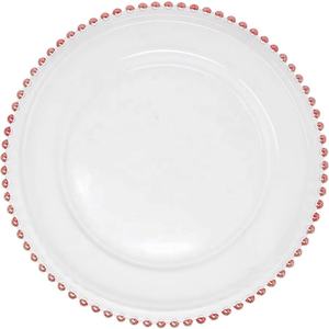 Decoración para Bodas y Eventos, Vajilla, Platos Base de Cristal con Cuentas Doradas - Product Image 1