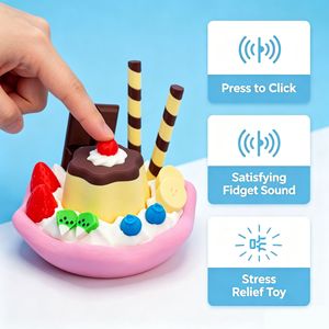 Llavero con forma de tazón de pudín impreso en 3D, juguete antiestrés realista con temática de postres, adorno de escritorio - Product Image 2