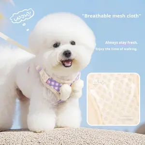 Neue Hunde leine mit Polyester faser füllung mit Fliege muster und geknöpftem Hunde halsband im koreanischen Stil, geeignet für kleine Hunde - Product Image 3