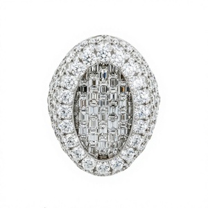 Bague personnalisée de luxe en argent 925 plaqué or rose, sertie de moissanite taille émeraude glacée, style classique hip-hop, pour mariage, fiançailles, anniversaire - Product Image 1