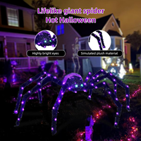 Décoration d'Halloween à l'extérieur Araignée géante-Décoration d'extérieur pour Halloween Araignée éclairée Araignée lumineuse avec 26 piquets de sol à lumière LED