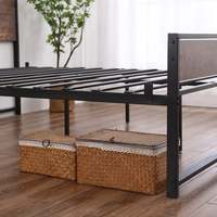 Cadre de lit en métal pour enfants, plateforme de taille Queen, pas de boîte au printemps nécessaire, avec tête de lit Vintage et planche à pieds, lit en slette en acier Premium