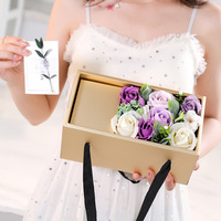 Großhandel günstigen Preis Seife Rose Blumen mit Dekoration von Duft Kerze Seife Rosen Blume in Geschenk box