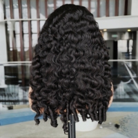 Perruque brésilienne bouclée naturelle en dentelle frontale 13*4, mélange de cheveux humains à 50 %, perruque synthétique douce et naturelle, vente en gros