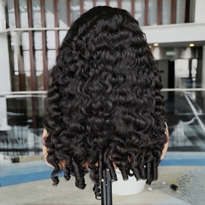 Wholesale 13*4 Full Frontal 50% <strong>Human</strong> <strong>Hair</strong> Blend <strong>Wig</strong> Brazilian <strong>Lace</strong> Front <strong>Wigs</strong> Burmese Curly Soft Natural Synthetic Blend <strong>Wig</strong> - Product Image 3