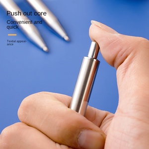 Stylo droit en acier inoxydable populaire à la mode sans clip rationaliser le stylo en argent Slim Click <span class=keywords><strong>Action</strong></span> stylo <span class=keywords><strong>Gel</strong></span> en métal - Product Image 4