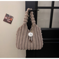 Sac à main en peluche pour femme, couleur unie, sac à bandoulière, sac fourre-tout moelleux en peluche, vente chaude