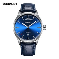 Reloj Mecánico para Hombre OUBAOER, Cristal de Zafiro, Automático, Resistente al Agua 100M, Caja de Acero Inoxidable, Correa de Cuero