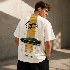 Vintage Car Graphic Mens Oversized T Shirt Contessa Royale Print 100 Cotton <b>Back</b> Print Tee Custom Logo OEM ODM Wholesale - Product Image 1
