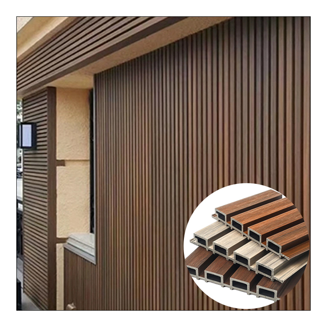 Interior Wall Covering Composite Cladding Panels PVC Co-extruded WPC Fluted Panels with 3D Wood Grain Textures Fire Retardant