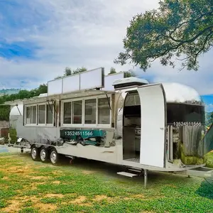 Airstream mobil dapur makanan truk dapur dokumen katering Bbq Pizza makanan Trailer sepenuhnya peralatan