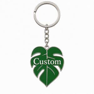 Porte-clés personnalisés en gros de haute qualité avec chaîne métallique et feuille de plante verte, décoration fraîche, cadeau promotionnel pour fleuriste - Product Image 3