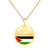 Collier tendance anti-ternissement en acier inoxydable 316L avec pendentif en argent et or PVD, motif Palestine Libre pour femme