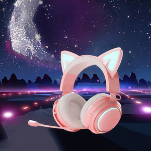 Casque de jeu sans fil <span class=keywords><strong>Somic</strong></span> Cat Ear 2,4 GHz pour PS4/5 PC et smartphone, éclairage RGB, microphone rétractable, son 7.1 - Product Image 3