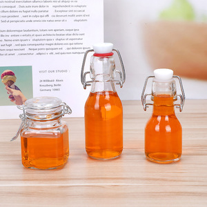 Mini botellas de vidrio <span class=keywords><strong>licor</strong></span> bebida aceite de cocina 60ml 120ml botellas de vidrio con tapa superior oscilante - Product Image 5