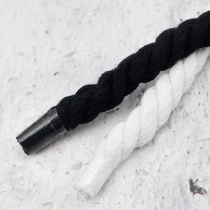 Tresse en coton naturel 100% personnalisée 3 brins 7mm lacets torsadés épais super épais au design plat pour chaussures décontractées - Product Image 1