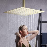 Système de jets de douche thermostatiques en laiton brossé doré non revêtu, système de douche pluie