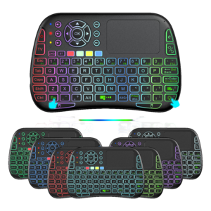 M9 <span class=keywords><strong>Keyboard</strong></span> Mini lampu latar 7 warna 300mAh 2.4G, <span class=keywords><strong>Mouse</strong></span> udara nirkabel Remote pintar untuk proyektor PC Android ponsel TV pintar - Product Image 1