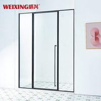 Weixing Usine directe Cabine de douche intérieure Noir mat 304 Acier inoxydable Cadre charnière en verre trempé Porte de douche