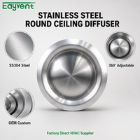 Diffuseur de plafond rond en acier inoxydable SS304, grille d'aération circulaire réglable pour la ventilation d'air chaud et froid HVAC, usine OEM
