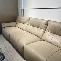 Mumei 2025 Crème Canapé en cuir Art Simple Marshmallow Cloud Design Straight Style pour petit salon Mobilier de maison moderne
