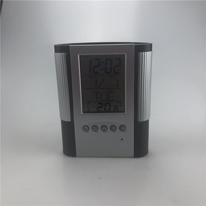 Electronic Pen Holder Clock With <b>Calendar</b> Temperature Display Plastic Square Shape Business Gift - Product Image 2