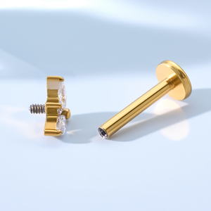 TOPOSH Boucles d'oreilles en zircon coloré, serties de trois griffes, plaqué or 14K, labret en titane à filetage interne pour cartilage et hélix - Product Image 4