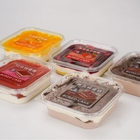 Boîte en blister transparente carrée de style occidental pour emballage de desserts, en PLA/PET imprimé, qualité alimentaire, pour gâteaux aux fruits, crèmes, tiramisu et pains.