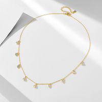Collier Chandelier Personnalisé en Argent Sterling 925 Plaqué Or avec Zircon Rond et Sertissage Fin pour Femme